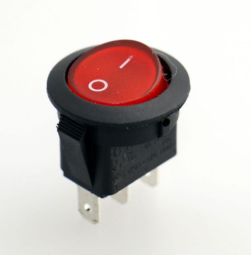 Red light on-off spst round rocker switch 6a/250v 10a/125v ac ul for sale