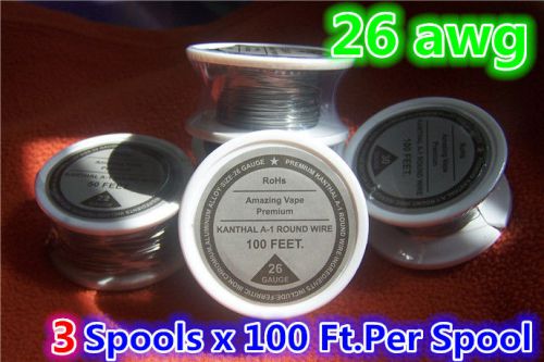 3 Spools x 100 feet Kanthal Wire 26Gauge 26AWG ,(0.40mm), A1 Round Resistance !