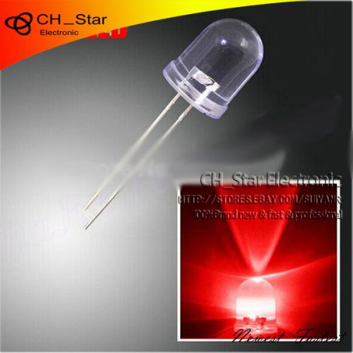 50pcs 8mm led diodes round top 2pin water clear red light bulb high quality for sale