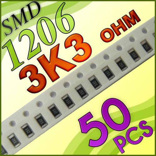 50 3k3 ohm ohms SMD 1206 Chip Resistors Surface Mount watts (+/-)5%