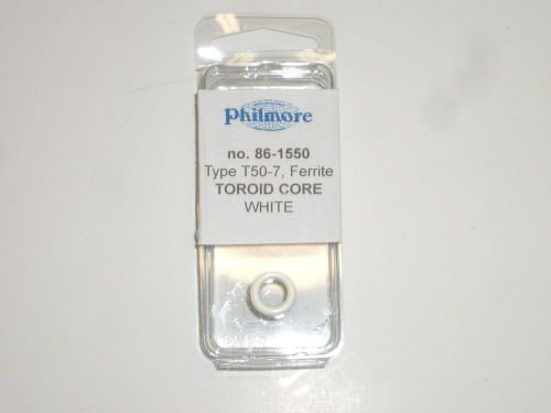 Philmore 86-1550 donut ferrite toroid core type t50-7 white 1-25mhz 0.5&#034;o.d. for sale