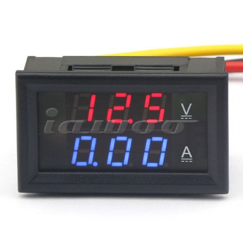 Dc 4.5-30v/0-2a voltmeter ammeter red and blue led panel amp digital meter for sale