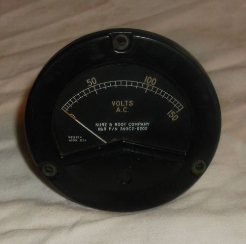 Vintage Kurz &amp; Root Co. 150 Volts A.C. Panel Meter - Weston Model 2534