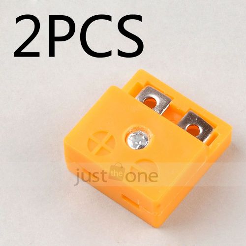 2pcs New Mini Female K Type Plug Thermocouple Wire Cable Connectors Plugs Yellow