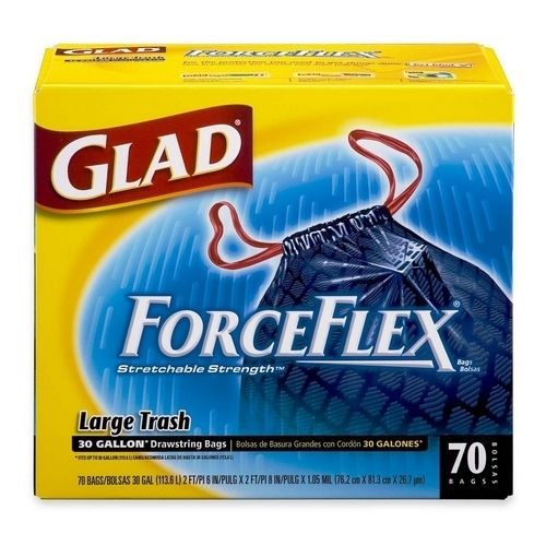 Glad 70358 ForceFlex Large Trash Bags, Black - 70-Pack