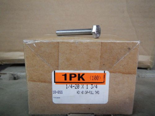 1/4 - 20 x 1 3/4 18-8ss stainless steel hex head cap bolts full thread 100 qty
