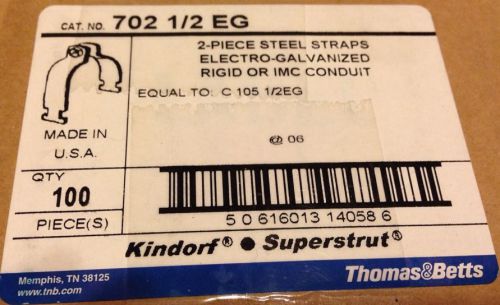 Box of 100 superstrut 702 1/2 eg 2 piece steel straps electro galvanized nib for sale
