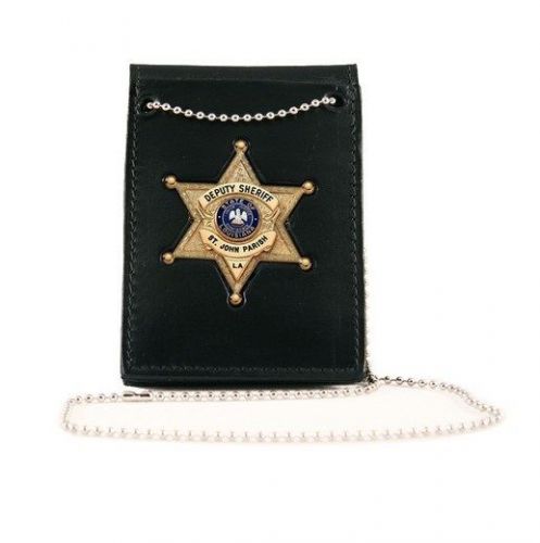 Boston leather 450-6007 neck chain-pocket-belt badge holder leather - symbolarts for sale