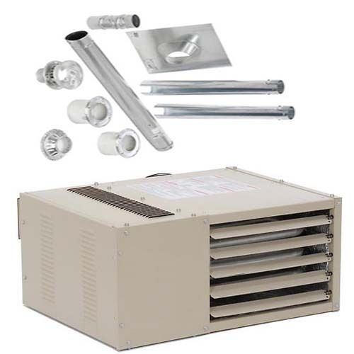 Propane heater - 50,000 btu - 700 sqft - 1,650 rpm - 120 volts - 3&#034; exhaust kit for sale