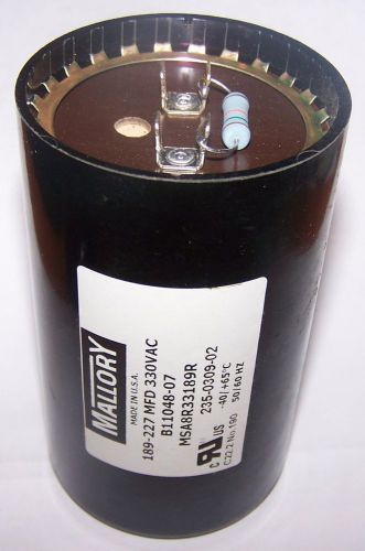 B1104807 goodman start capacitor 189-227 mfd 330vac mallory msa8r33189r for sale