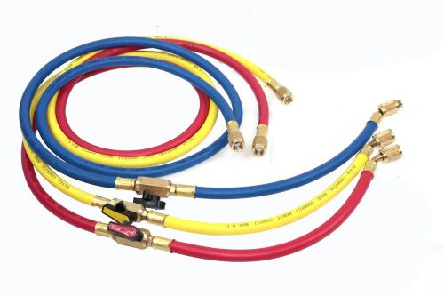3 color ac charging hoses 60&#034; hvac 1/4&#034;  w/shut valve ac refrigerant r410a r134a for sale