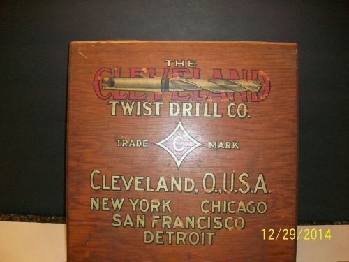 Vintage Wood Cleveland Twist Drill Co. Storage Box