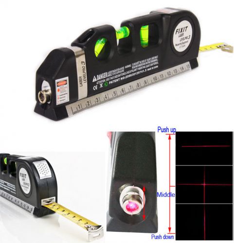 Laser Level Pro 3 with Tape Measure 8FT/250cm Horizontal Vertical Measuring Tool