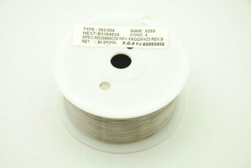 Ms20995c25, stainless steel lock wire .0250 dia type 302/304 5lb spool, new for sale