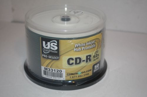 US DIGITAL MEDIA WHITE INKJET HUB PRINTABLE CD-R 52X 700 MB DISCS ( 50 NIB )
