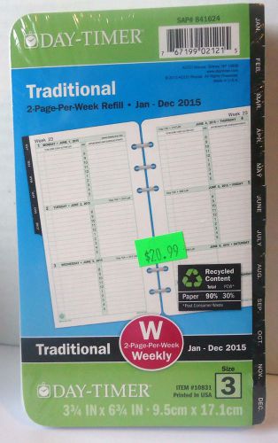 New Day Timer Weekly 2 pgs per Week Traditional 2015 Size 3 Refill Item #10831