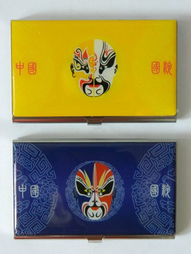 2 Metal Business/Credit/ID Card Case/Holder,Beijing Opera Face Make-Up Pattern