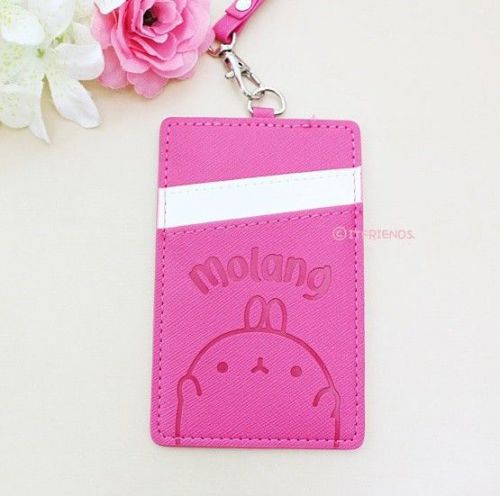 Molang Lovely Cute rabbit Bunny Hotpink Necklace Card Case Card Wallet