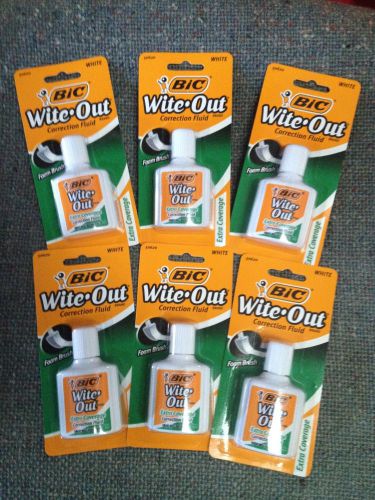 BOX OF 6 - BIC WITE*OUT CORRECTION FLUID .7fl.oz. EACH