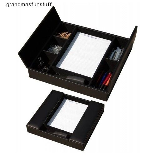 NEW! CONFERENCE ROOM TABLE ORGANIZER CLASSIC OFFICE LEATHER PAPER PAD PEN HOLDER
