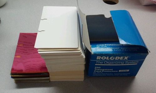 Rotary File Refill Cards 3&#034; x 5&#034; lot of cards and card protectors fits rolodex