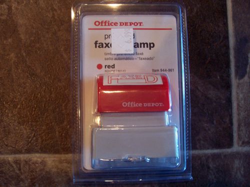 Office depot pre inked rubber stamp faxed new fax stamper red ink 944-961 for sale