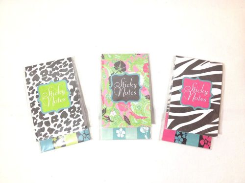 Sticky Notes Adhesive Notes Set by Michaels Lot of 3 Floral Animal Prints NEW