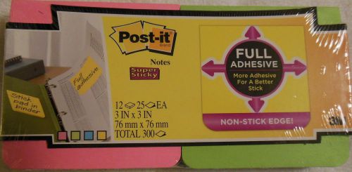 Post-it(R) Super Sticky Full Adhesive Notes, 3&#034; x 3&#034;, Pink &amp; Green, 12 Pad