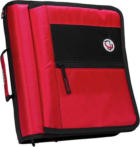 Case-it 2-Inch Round Ring Zipper Binder with Velcro Messenger Front, M-276-RED