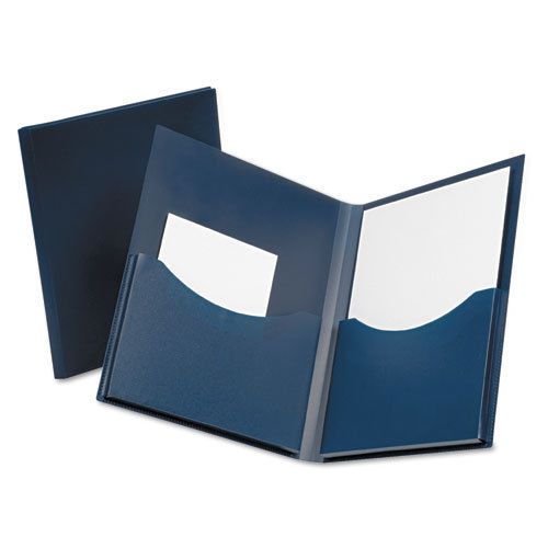 Poly Double Stuff Gusseted 2-Pocket Folder, 200-Sheet Capacity, Navy