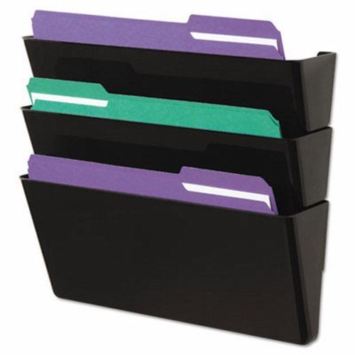 Universal Recycled Wall File, Three Pocket, Plastic, Black (UNV08121)