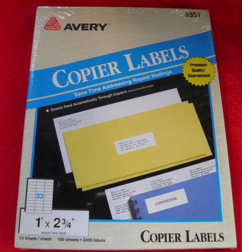 Avery 5351 Copier Labels 1&#034; x 2 3/4&#034;  3300/Box New Factory Sealed