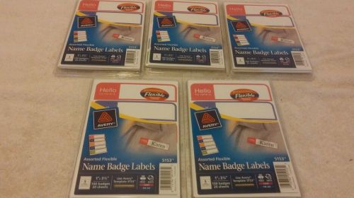 Avery Printable Flexible Name Badge Labels, 1 x 3-3/4, &#034;Hello&#034; AVE5153 LOT 500