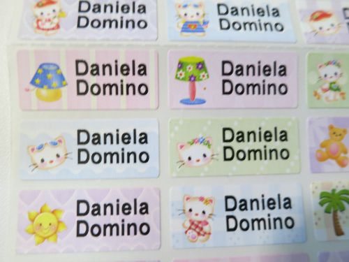 150 matte personalized kitty waterproof name sticker daycare 3 x 1.3 cm label for sale