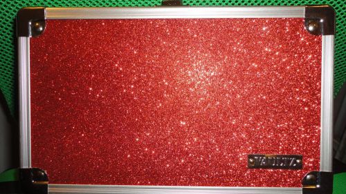 Vaultz Locking Pencil Box 8X6 Red Sparkle