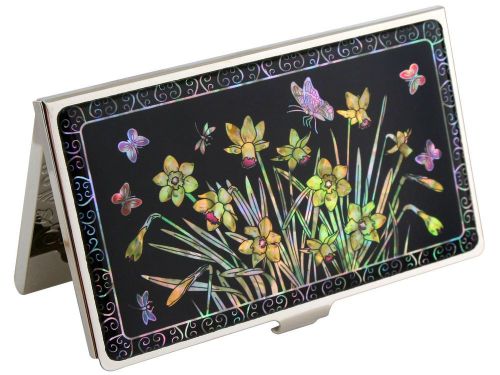 Business credit card holder ID name card case narcissus daffodi flower design#20