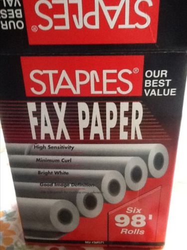 Staples Fax Paper - 5 new rolls! 8.5&#034;x98&#034;  1/2&#034; core sku#269571