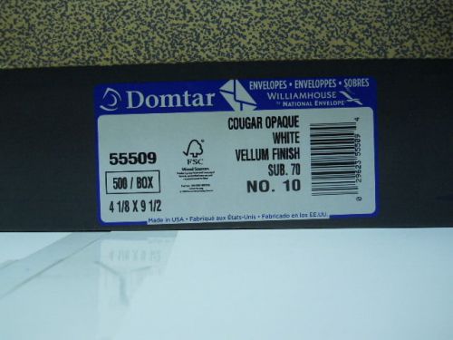 NIB 500 Domtar Cougar Opaque White Vellum No.10  Sub. 70 Gum Flap