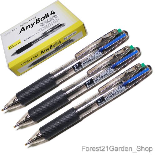 x3 Dong-A AnyBall4 0.7mm, 4 Colors Multi  Ball Point Pen - 3 PCS