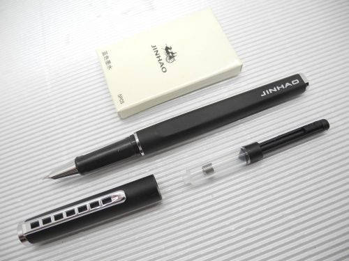 1Pc Jinhao 699 Fine Nib Fountain Pen + 5 Jinhao cartridges BL, FROST BLACK