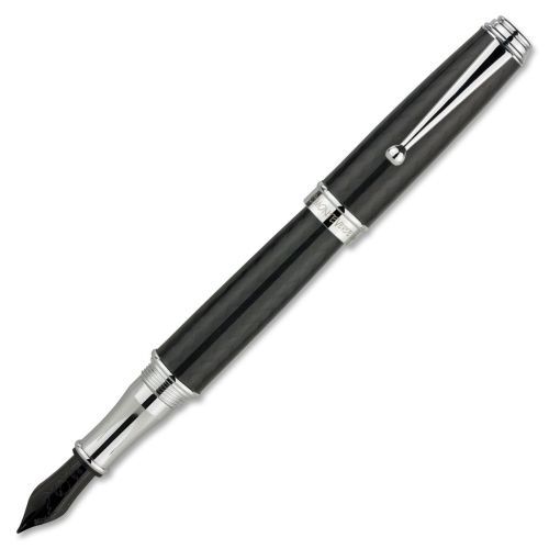 Monteverde Invincia Deluxe Fountain Pen -Stub Point -Black Ink -Chrome-1 Ea