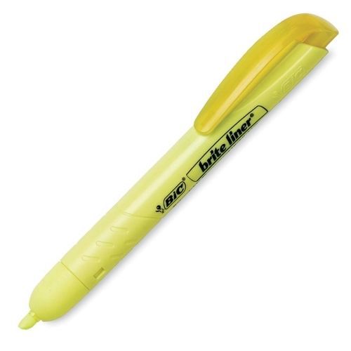 LOT OF 12 BIC Retractable Highlighter - Chisel Point - Yellow Ink
