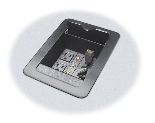 Furniture-Mountable Enclosure with Square Bezel for Cables, AAPs, and AC Power O