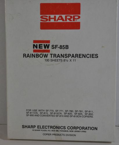 SHARP ELECTRONICS RAINBOW TRANSPARENCY FILM FOR COPIERS sf-85B 100 SHEETS 8.5X11