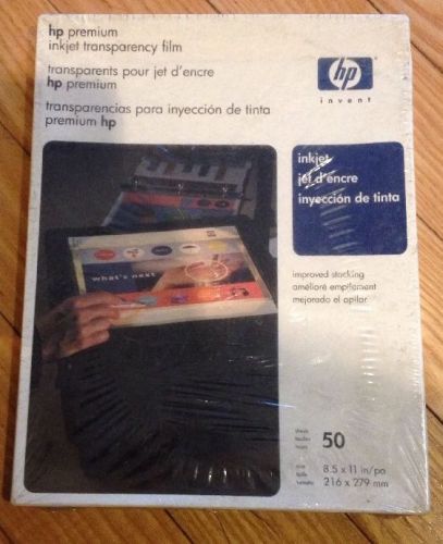 NEW SEALED HP PREMIUM INKJET TRANSPARENCY FILM COLOR 50 SHEETS 8.5&#034; X 11&#034; C3834A