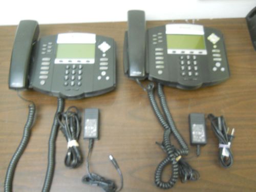 Lot of 2 Polycom Soundpoint IP 650 SIP 2201-12630-001 phones w/ power adapters