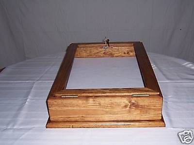 Wood &amp; Glass HANDMADE Jewelry, Knife &amp; Watch LARGE Display Case..FREE SHIPPING!!