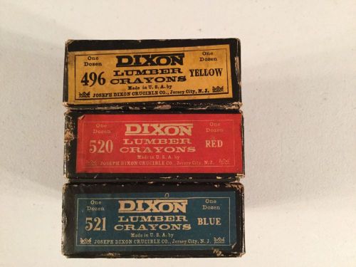 Vintage Dixon lumber crayons / Red, Blue &amp; Yellow
