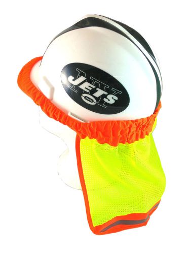 Safety hard hat neck shield / helmet sun shade hi-vis w/ reflective stripes for sale