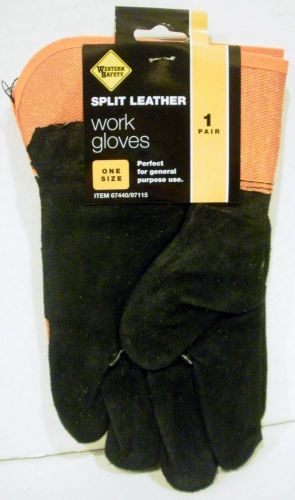Pair of NEW Western Safety Split Leather Work Gloves 1 Size